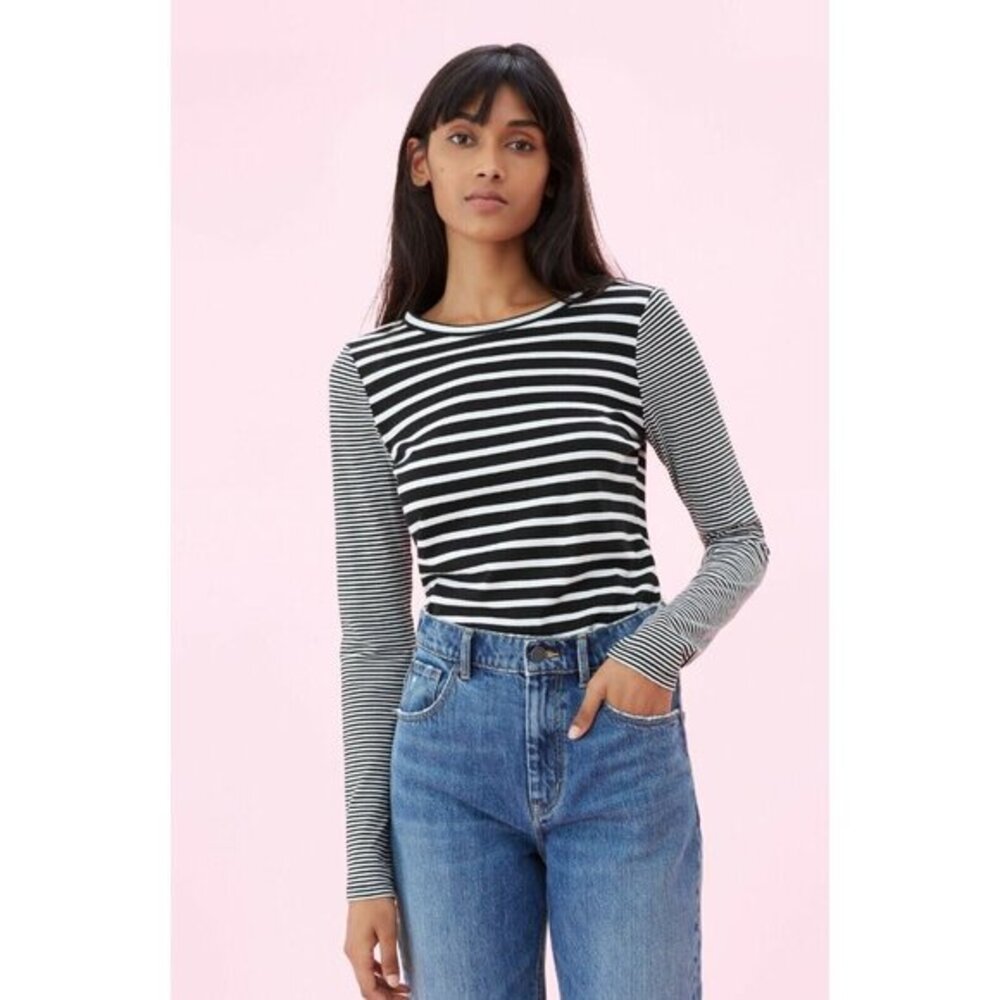 Rebecca Taylor Top Striped Long Sleeve Jersey Tee Sweater Shirt SZ XS NWT $175